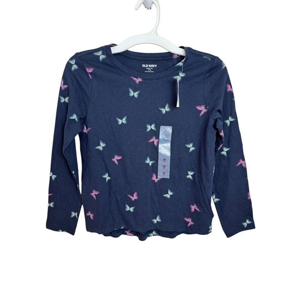 Old Navy Girls Size M (8) Long Sleeve Softest Tee 100% Cotton Butterfly NWT - Picture 1 of 4